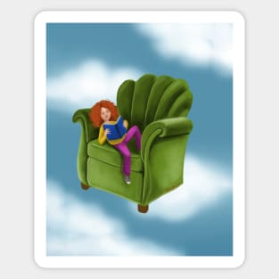 Reading in my favourite chair Sticker